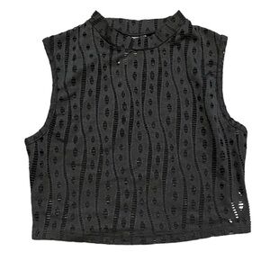 🕳️SOLD🕳️ Grungey Black Textured Crop Top